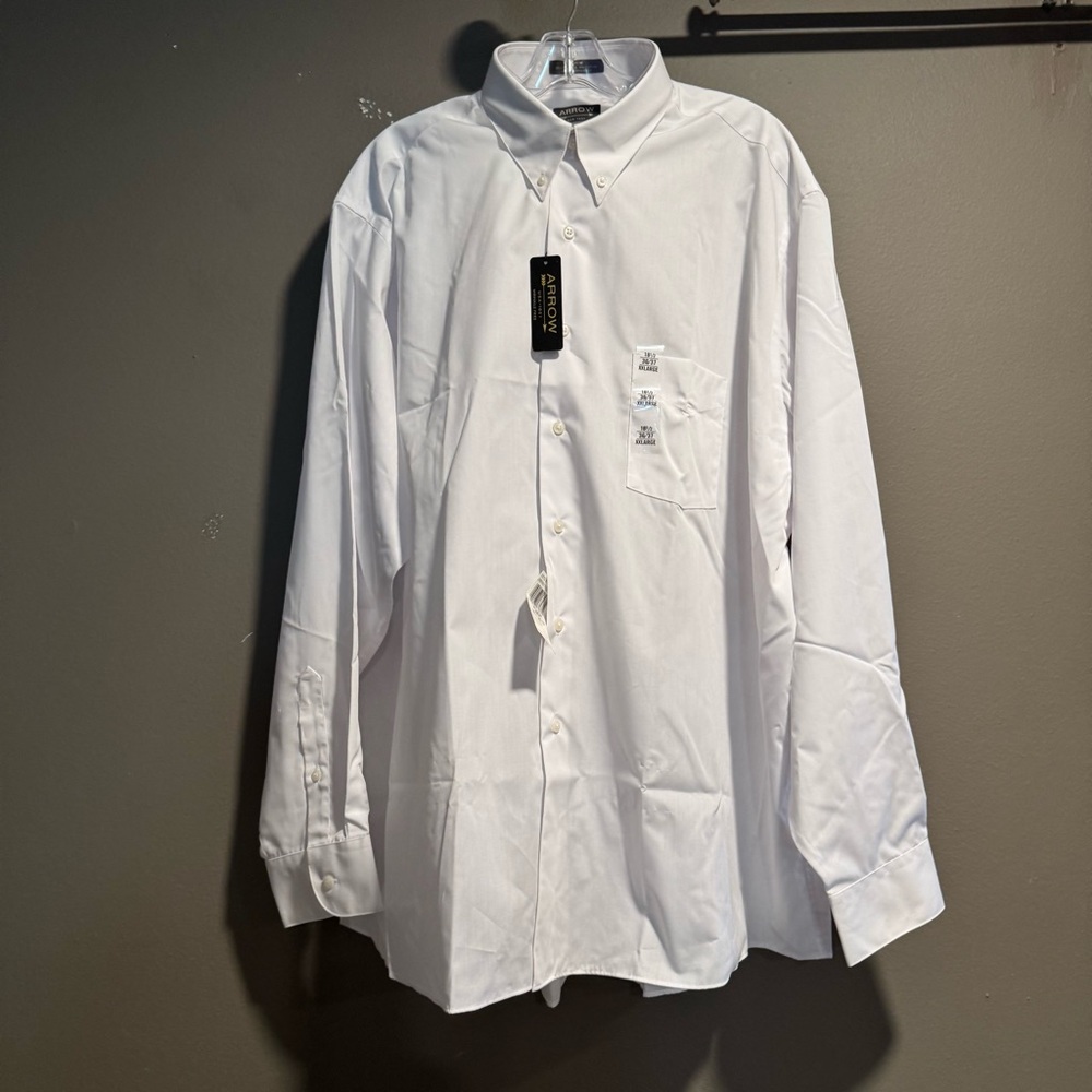 Arrow White Poplin Men's Shirt Size 18.5/ 36-37